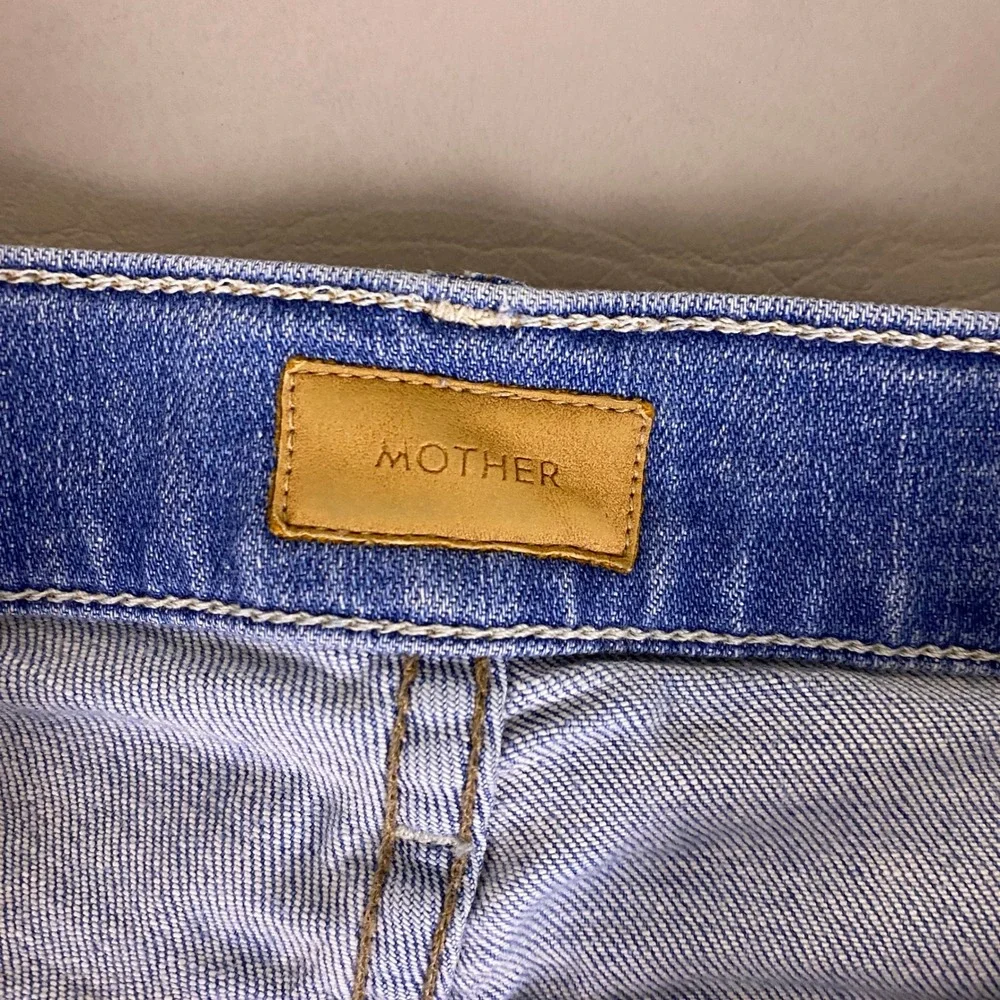 MOTHER The Hustler Ankle Fray Jeans 28 Shaken Not Stirred Blue High Rise Flare - Picture 2 of 14
